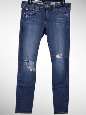 Women’s AG The Legging Ankle Dark Indigo Distressed Skinny Jeans Size 29